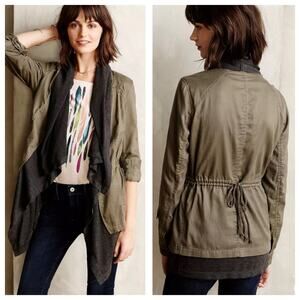 Anthropologie Hei Hei Size Small Layered Olive & Gray Utility Jacket‎ Lagenlook